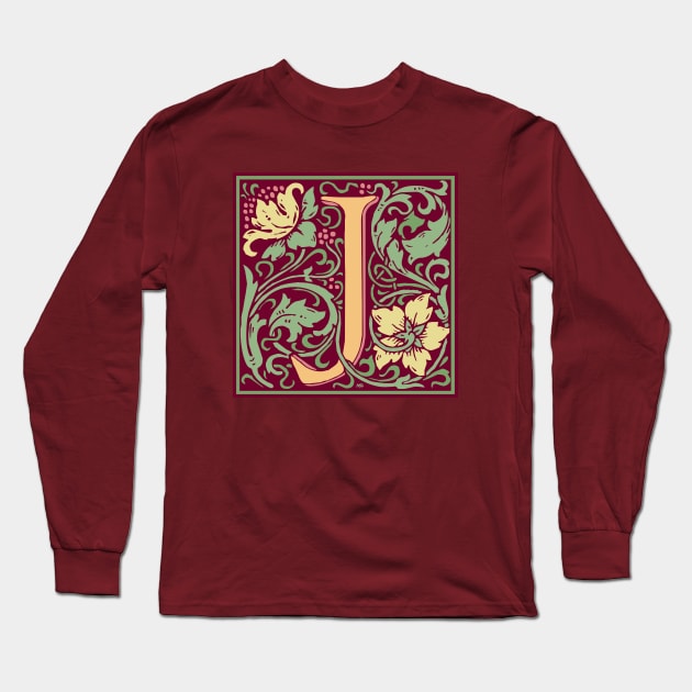 William Morris Vintage Letter J Long Sleeve T-Shirt by MatchbookGraphics